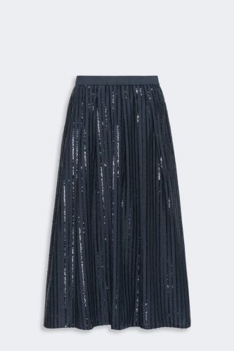 Jupe en coton à sequins bleus MAXMARA | Marine