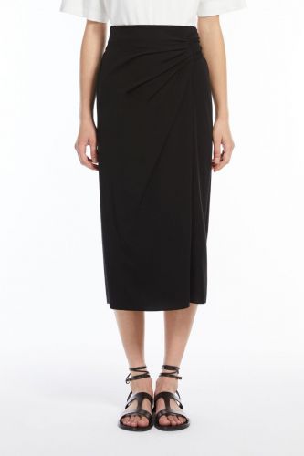 Jupe midi en jersey stretch doux noire MAXMARA | Marine