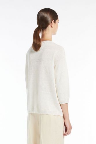 Pull en pur lin à maille unie blanc MAXMARA | Marine