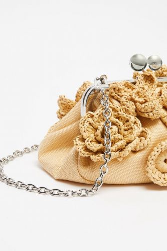 MaxMara-Weekend sac Beige femmes (Mini Pasticino raphia beige orné de fleu - COMUNE + fleurs rafia) - Marine | Much more than shoes