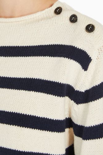 Pull en fil de coton bleu & blanc MAXMARA | Marine