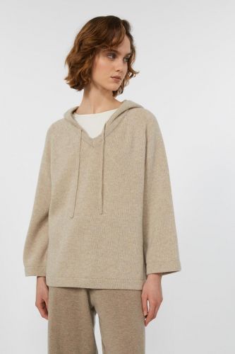 MaxMara-Weekend pull Beige femmes (Pull capuche double col pure laine - GHIANDA sable chiné) - Marine | Much more than shoes