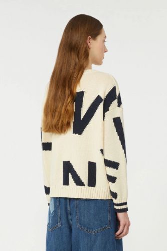Pull à col rond personnalisé avec des incrustations à motifs MAXMARA | Marine