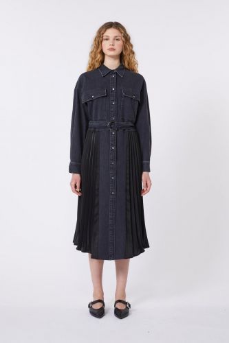 MaxMara-Weekend robe Noir femmes (robe jeans/plissée satin - CITRATO) - Marine | Much more than shoes