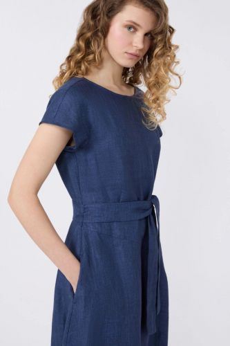 Robe midi bleu denim en lin MAXMARA | Marine