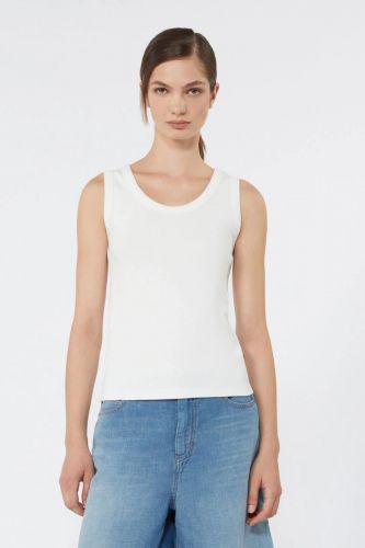 Tank top blanc cotelé MAXMARA | Marine