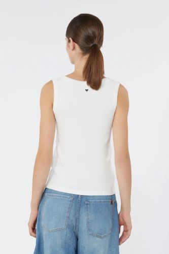 Tank top blanc cotelé MAXMARA | Marine