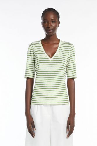 T-shirt en lin à lignes MAXMARA | Marine