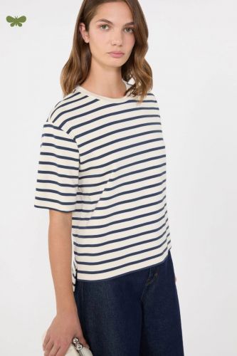 T-shirt à lignes bleu et blanc MAXMARA | Marine
