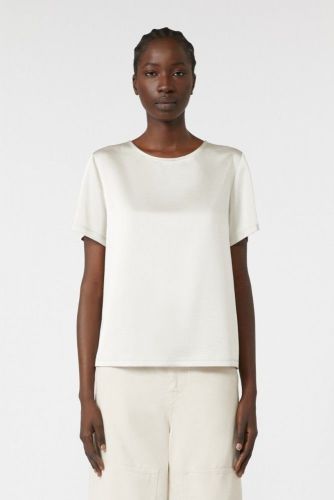 T-shirt bimatière satin écru MAXMARA | Marine