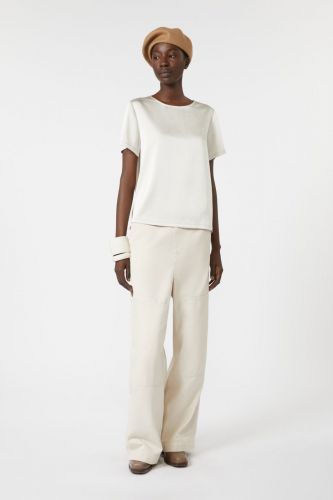 T-shirt bimatière satin écru MAXMARA | Marine