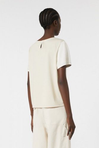 T-shirt bimatière satin écru MAXMARA | Marine