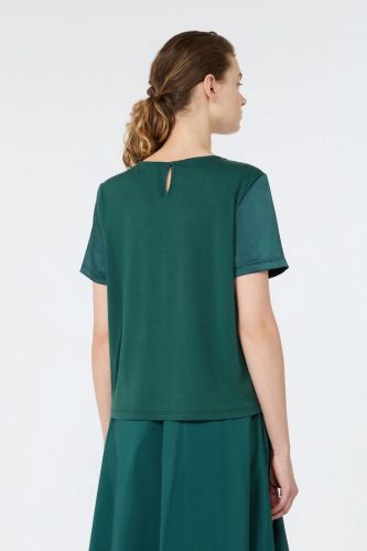 T-shirt bimatière satiné vert émeraude MAXMARA | Marine