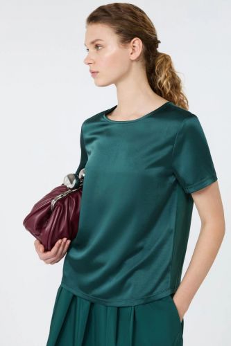 T-shirt bimatière satiné vert émeraude MAXMARA | Marine