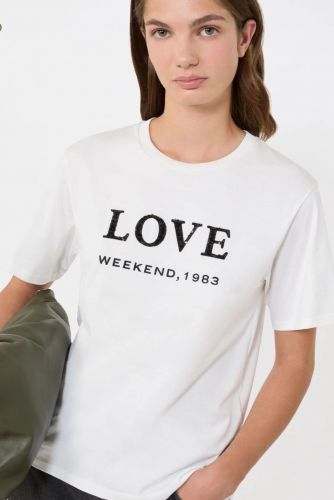 T-shirt basique personnalisé avec un imprimé et des détails brodés sur le devant MAXMARA | Marine