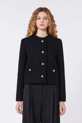 Veste courte noire légèrement gaufrée MAXMARA | Marine