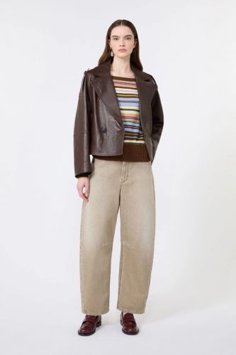 Veste en cuir chocolatstyle caban MAXMARA | Marine