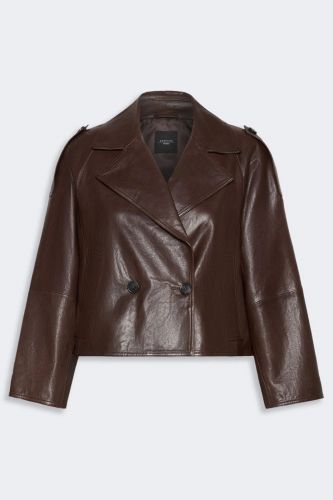 Veste en cuir chocolatstyle caban MAXMARA | Marine