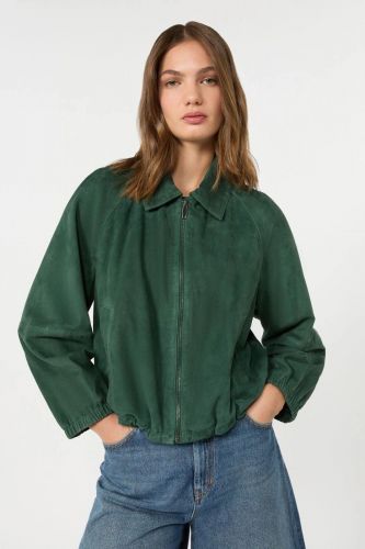 Veste en daim vert MAXMARA | Marine