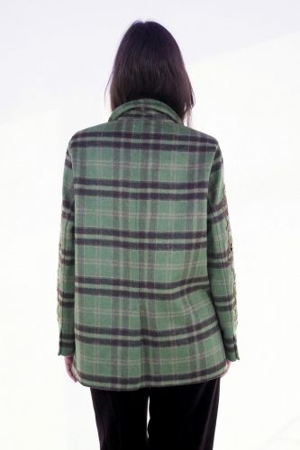 Blazer à carreaux en laine vert  ME369 | Marine