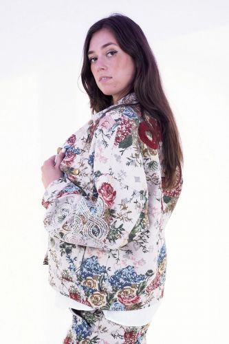 Blazer écru à motifs tapisserie ME369 | Marine