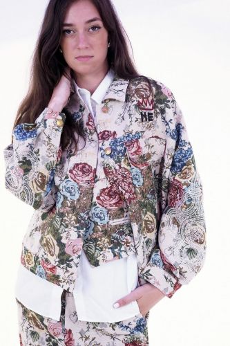 Blazer écru à motifs tapisserie ME369 | Marine