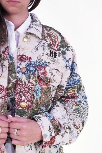 Blazer écru à motifs tapisserie ME369 | Marine