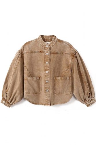 Veste courte denim camel ME369 | MARINE Auvelais