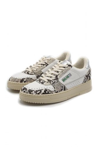 Baskets en cuir blanc & python MELINE | Marine