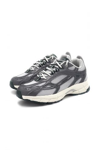 Baskets en cuir & tissu gris MERCER | Marine