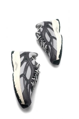 Baskets en cuir & tissu gris MERCER | Marine