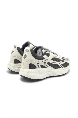 Baskets en cuir gris & écru MERCER | Marine