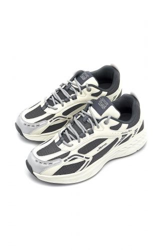 Baskets en cuir gris & écru MERCER | Marine