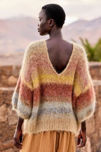 Pull court en mohair brossé MES DEMOISELLE | Marine