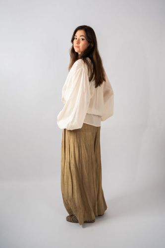 Pantalon plissé en lin caramel MES DEMOISELLE | Marine