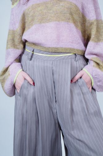 Pantalon gris à lignes MESDEMOISELLES | Marine