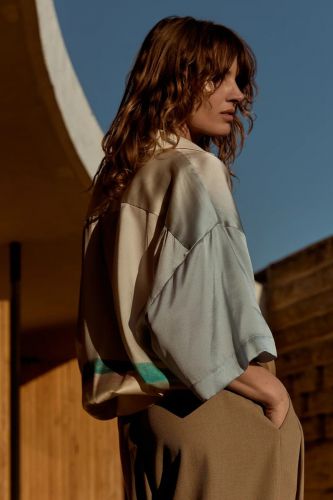 Polo en soie payasage et dégradé MES DEMOISELLES | Marine