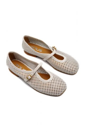 Mjus Ballerines Ecru femmes (Ballerine bernis perfo petite bride - 15109 ball. blanc cassé) - Marine | Much more than shoes