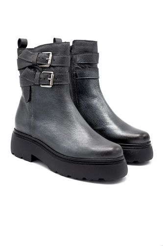 Boots en cuir métalisé gris MJUS | Marine