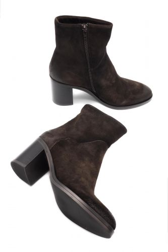 Boots en nubuck marron à talon haut large MJUS | Marine