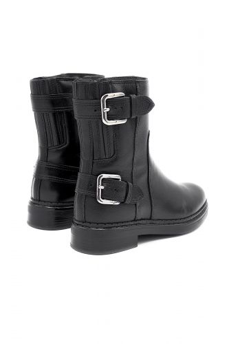 Boots en cuir plates noir avec boucles MJUS | Marine