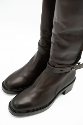 Mjus botte Brun femmes (Botte cavalier ½ talon cuir marron - 99305 café) - Marine | Much more than shoes