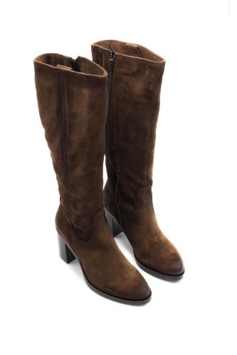 Bottes tube marron à talon haut MJUS | Marine