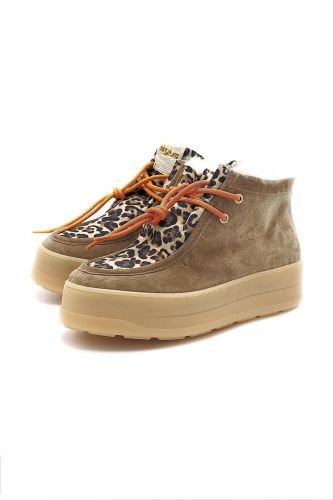 Bottines fourrées en nubuk beige MJUS | Marine