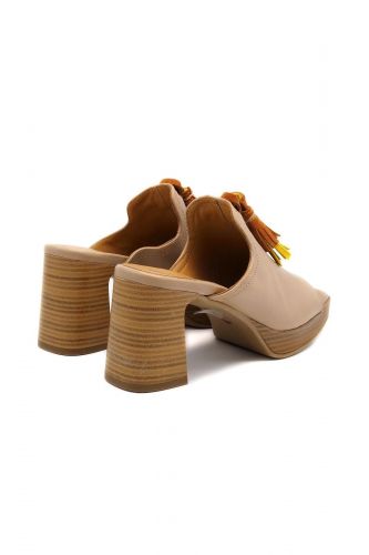 Mjus mule Beige femmes (Mule couvrante talon large semelle plate - 190011 cuir camel) - Marine | Much more than shoes
