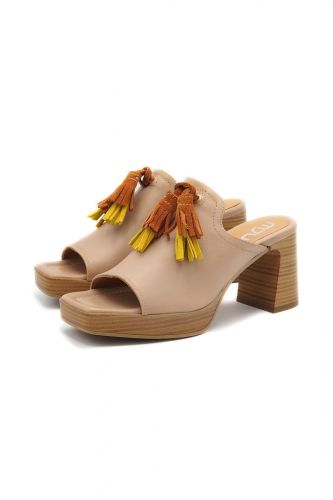 Mjus mule Beige femmes (Mule couvrante talon large semelle plate - 190011 cuir camel) - Marine | Much more than shoes