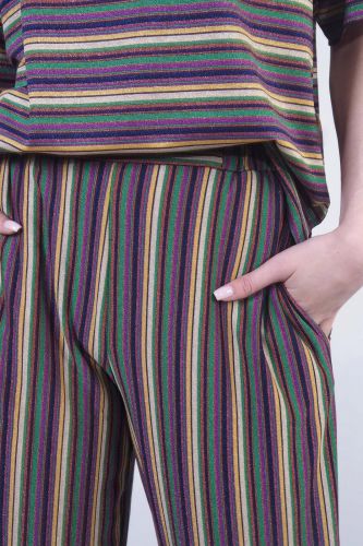 Momoni pantalon Multicolor femmes (Pantalon lurex - BACCARAT lignes) - Marine | Much more than shoes