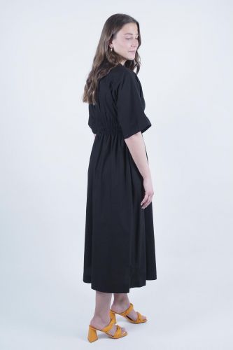 Longue robe en popeline noire MOMONI | Marine