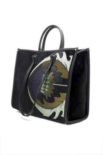 Sac cabas tissé à la main thème floral MY-BEST BAG | Marine