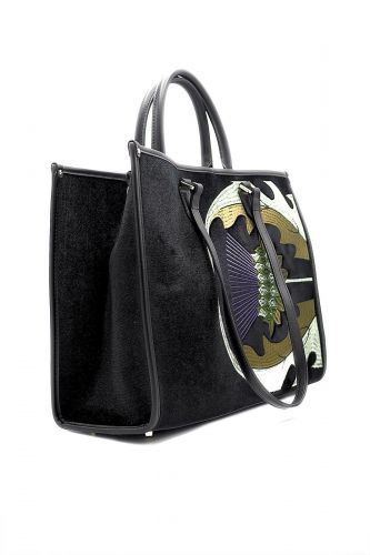 Sac cabas tissé à la main thème floral MY-BEST BAG | Marine